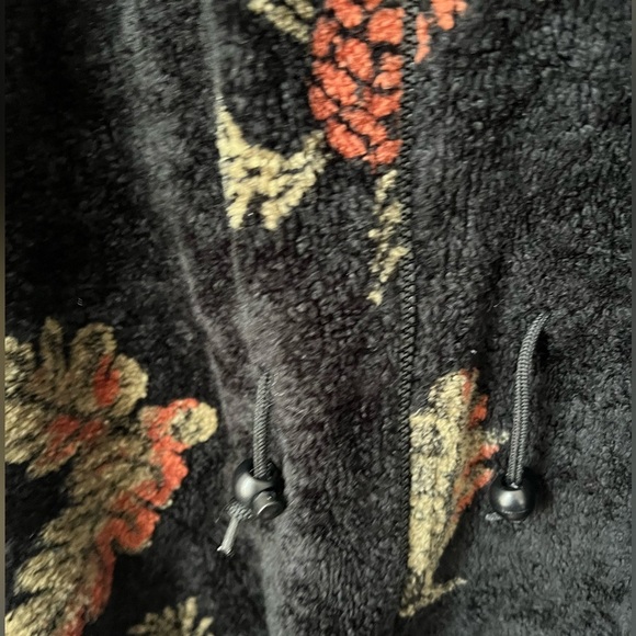 Black Mountain Vintage Black Pine Cone Print Bungee Zip Up Fleece Jacket - Picture 4 of 8